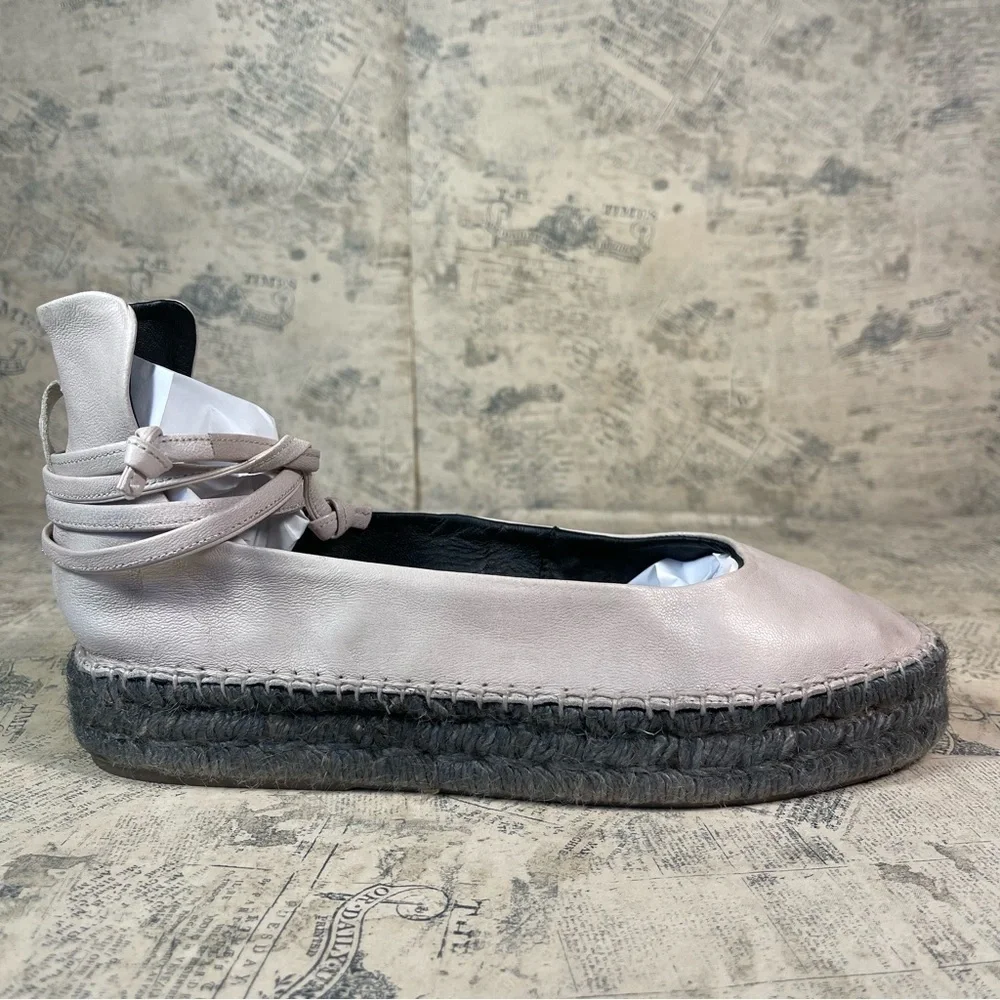 Zero + Maria Cornejo Zana Leather Flatform Lace-Up Espadrille Ankle Shoes Spain